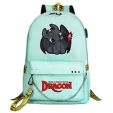 How to Train Your Dragon Toothless USB Charging Backpack Shoolbag Notebook Bag Gifts for Kids Students